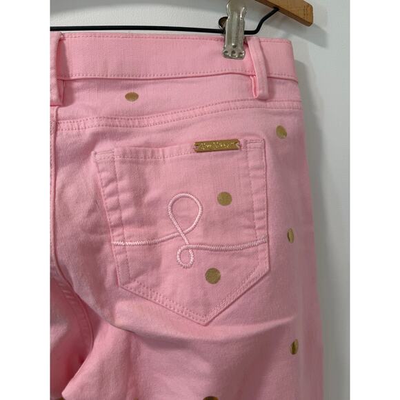 Lilly Pulitzer Pink with gold dots south ocean low rise cropped jeans sixe 6 - Picture 3 of 5